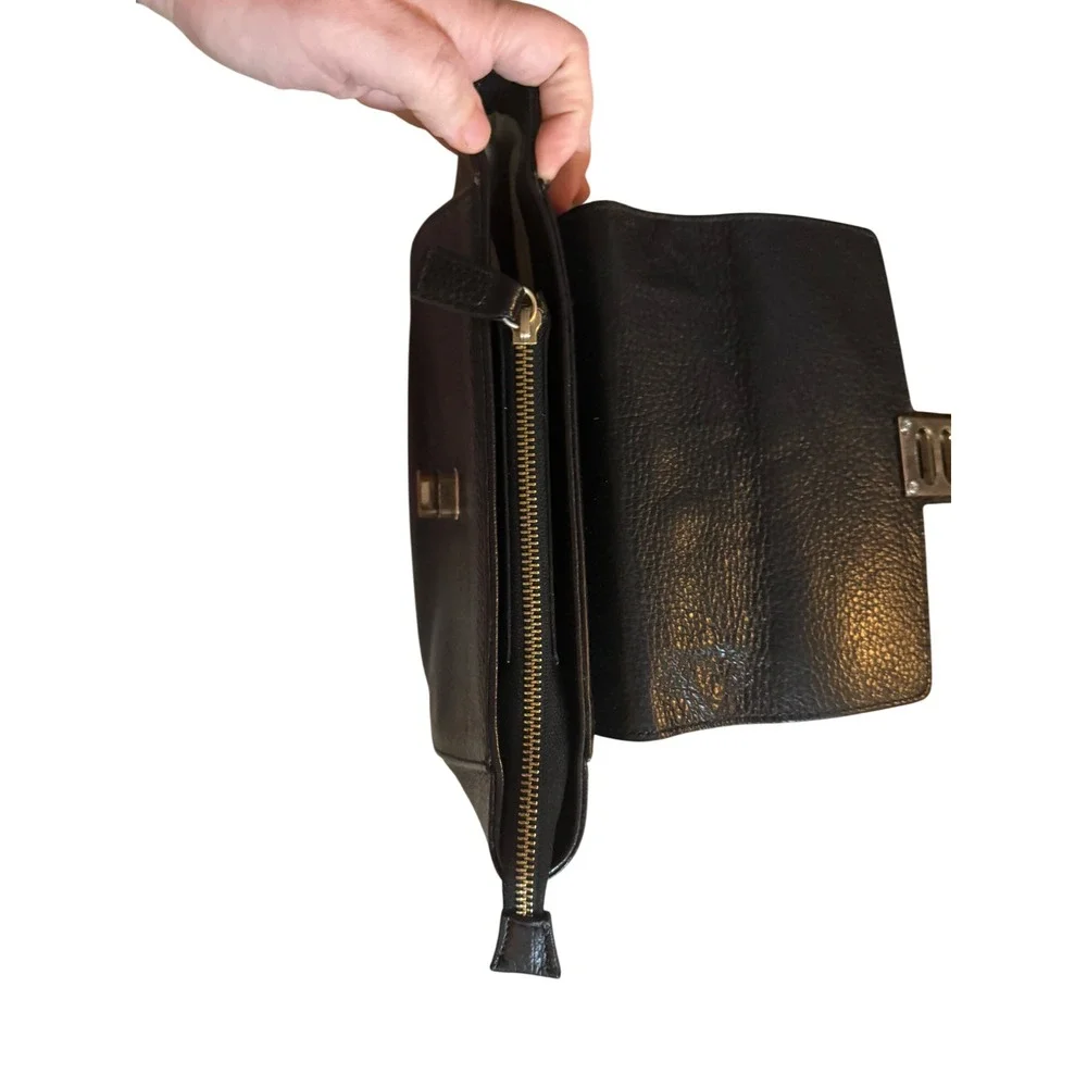 Mario Valentino Black Pebbled Leather Top Handle Bag Made in Italy Turn Lock - Picture 10 of 11